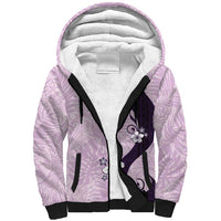 Polynesia Hibiscus Sherpa Hoodie Thistle Curve Motif - Polynesian Pride