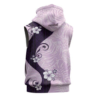 Polynesia Hibiscus Sleeveless Zip Hoodie Thistle Curve Motif - Polynesian Pride