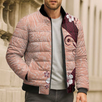 Polynesia Hibiscus Bomber Puffer Jacket Rose Bud Curve Motif - Polynesian Pride
