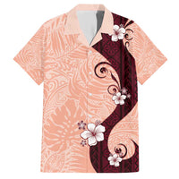Polynesia Hibiscus Family Matching Short Sleeve Bodycon Dress and Hawaiian Shirt Rose Bud Curve Motif - Polynesian Pride