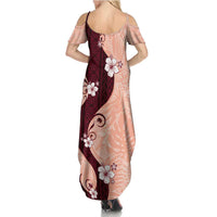 Polynesia Hibiscus Family Matching Summer Maxi Dress and Hawaiian Shirt Rose Bud Curve Motif - Polynesian Pride