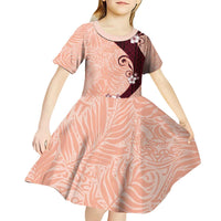 Polynesia Hibiscus Kid Short Sleeve Dress Rose Bud Curve Motif - Polynesian Pride