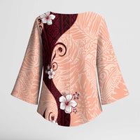 Polynesia Hibiscus Kimono Sleeve Blouse Rose Bud Curve Motif - Polynesian Pride
