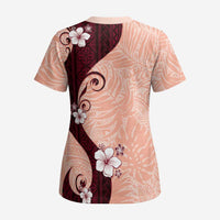 Polynesia Hibiscus Scrub Top Rose Bud Curve Motif - Polynesian Pride