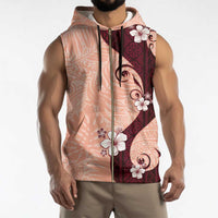 Polynesia Hibiscus Sleeveless Zip Hoodie Rose Bud Curve Motif - Polynesian Pride