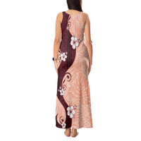 Polynesia Hibiscus Tank Maxi Dress Rose Bud Curve Motif - Polynesian Pride