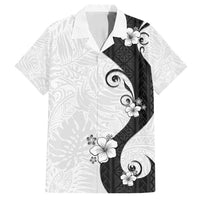 Polynesia Hibiscus Family Matching Off Shoulder Maxi Dress and Hawaiian Shirt White Curve Motif - Polynesian Pride