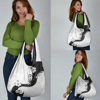 Polynesia Hibiscus Grocery Bag White Curve Motif - Polynesian Pride