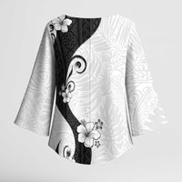 Polynesia Hibiscus Kimono Sleeve Blouse White Curve Motif - Polynesian Pride