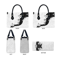 Polynesia Hibiscus Leather Bag White Curve Motif - Polynesian Pride