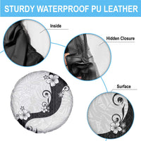 Polynesia Hibiscus Spare Tire Cover White Curve Motif - Polynesian Pride