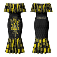 Personalised Aloha Hawaii Kahili Couples Matching Mermaid Dress and Hawaiian Shirt Kanaka Maoli With Kakau Pattern