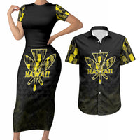 Personalised Aloha Hawaii Kahili Couples Matching Short Sleeve Bodycon Dress and Hawaiian Shirt Kanaka Maoli With Kakau Pattern