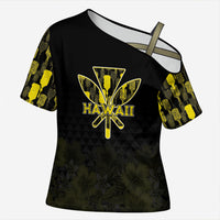 Personalised Aloha Hawaii Kahili Cross Shoulder Shirt Kanaka Maoli With Kakau Pattern