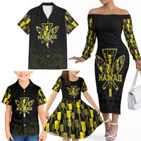 Personalised Aloha Hawaii Kahili Family Matching Off The Shoulder Long Sleeve Dress and Hawaiian Shirt Kanaka Maoli With Kakau Pattern LT05 - Polynesian Pride