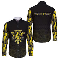 Personalised Aloha Hawaii Kahili Family Matching Off The Shoulder Long Sleeve Dress and Hawaiian Shirt Kanaka Maoli With Kakau Pattern LT05 Dad's Shirt - Long Sleeve Black - Polynesian Pride