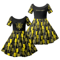 Personalised Aloha Hawaii Kahili Family Matching Off The Shoulder Long Sleeve Dress and Hawaiian Shirt Kanaka Maoli With Kakau Pattern LT05 Daughter's Dress Black - Polynesian Pride