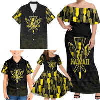 Personalised Aloha Hawaii Kahili Family Matching Off Shoulder Maxi Dress and Hawaiian Shirt Kanaka Maoli With Kakau Pattern LT05 - Polynesian Pride