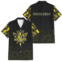 Personalised Aloha Hawaii Kahili Family Matching Off Shoulder Maxi Dress and Hawaiian Shirt Kanaka Maoli With Kakau Pattern LT05 Dad's Shirt - Short Sleeve Black - Polynesian Pride