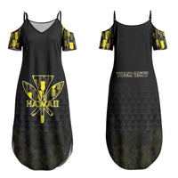 Personalised Aloha Hawaii Kahili Family Matching Summer Maxi Dress and Hawaiian Shirt Kanaka Maoli With Kakau Pattern LT05 Mom's Dress Black - Polynesian Pride