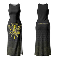 Personalised Aloha Hawaii Kahili Family Matching Tank Maxi Dress and Hawaiian Shirt Kanaka Maoli With Kakau Pattern LT05 Mom's Dress Black - Polynesian Pride