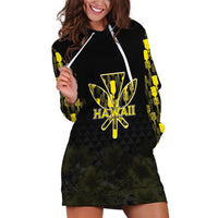 Personalised Aloha Hawaii Kahili Hoodie Dress Kanaka Maoli With Kakau Pattern