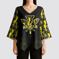 Personalised Aloha Hawaii Kahili Kimono Sleeve Blouse Kanaka Maoli With Kakau Pattern