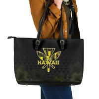 Aloha Hawaii Kahili Leather Tote Bag Kanaka Maoli With Kakau Pattern