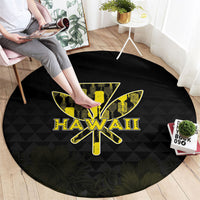Aloha Hawaii Kahili Round Carpet Kanaka Maoli With Kakau Pattern