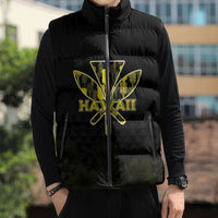 Personalised Aloha Hawaii Kahili Sleeveless Puffer Jacket Kanaka Maoli With Kakau Pattern