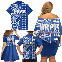 Samoa HRPP Party Family Matching Off Shoulder Short Dress and Hawaiian Shirt Polynesian Pattern - Polynesian Pride