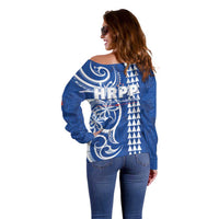 Samoa HRPP Party Off Shoulder Sweater Polynesian Pattern - Polynesian Pride