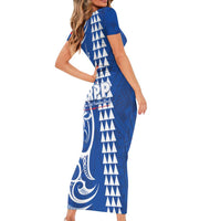 Samoa HRPP Party Short Sleeve Bodycon Dress Polynesian Pattern - Polynesian Pride