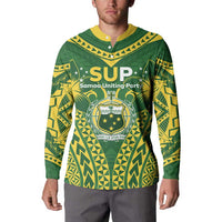 Samoa SUP Button Sweatshirt Samoan Coat Of Arms - Polynesian Pride