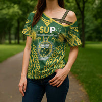 Samoa SUP Cross Shoulder Shirt Samoan Coat Of Arms - Polynesian Pride