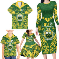 Samoa SUP Family Matching Long Sleeve Bodycon Dress and Hawaiian Shirt Samoan Coat Of Arms LT05 - Polynesian Pride