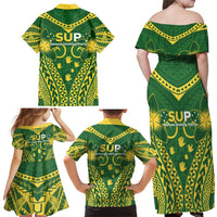 Samoa SUP Family Matching Off Shoulder Maxi Dress and Hawaiian Shirt Samoan Coat Of Arms - Polynesian Pride