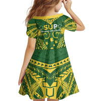 Samoa SUP Kid Short Sleeve Dress Samoan Coat Of Arms - Polynesian Pride