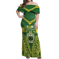 Samoa SUP Off Shoulder Maxi Dress Samoan Coat Of Arms - Polynesian Pride