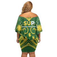 Samoa SUP Off Shoulder Short Dress Samoan Coat Of Arms - Polynesian Pride