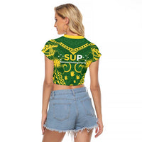 Samoa SUP Raglan Cropped T Shirt Samoan Coat Of Arms - Polynesian Pride