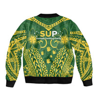 Samoa SUP Sleeve Zip Bomber Jacket Samoan Coat Of Arms - Polynesian Pride