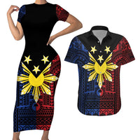 Philippines Sun Star Couples Matching Short Sleeve Bodycon Dress and Hawaiian Shirt Igorot Tribal Inspiration - Polynesian Pride