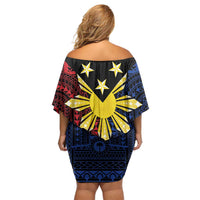 Philippines Sun Star Off Shoulder Short Dress Igorot Tribal Inspiration - Polynesian Pride