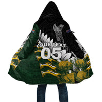 Custom Rugby New Zealand And South Africa Cloak Silver Fern With Springboks LT05 Unisex Black - Polynesian Pride