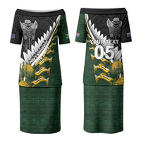 Custom Rugby New Zealand And South Africa Couples Matching Puletasi and Hawaiian Shirt Silver Fern With Springboks
