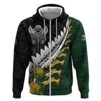 Custom Rugby New Zealand And South Africa Hoodie Silver Fern With Springboks