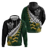 Custom Rugby New Zealand And South Africa Hoodie Silver Fern With Springboks
