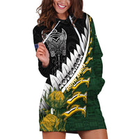 Custom Rugby New Zealand And South Africa Hoodie Dress Silver Fern With Springboks