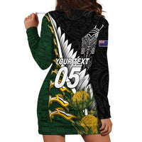 Custom Rugby New Zealand And South Africa Hoodie Dress Silver Fern With Springboks